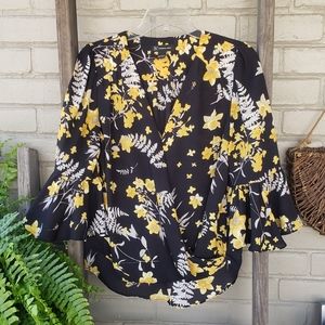 International Concepts Daffodils Surplice Blouse